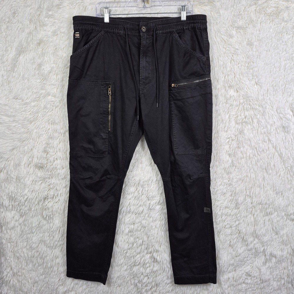 G-Star Raw Powel Slim Trainer Black Cargo Jogger Pants 38x30 Gorp Utility